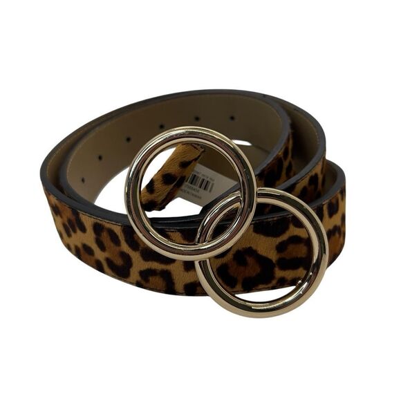 NWT Express Express Leopard Animal Print Hair Gold Double Ring Belt L - Picture 6 of 8